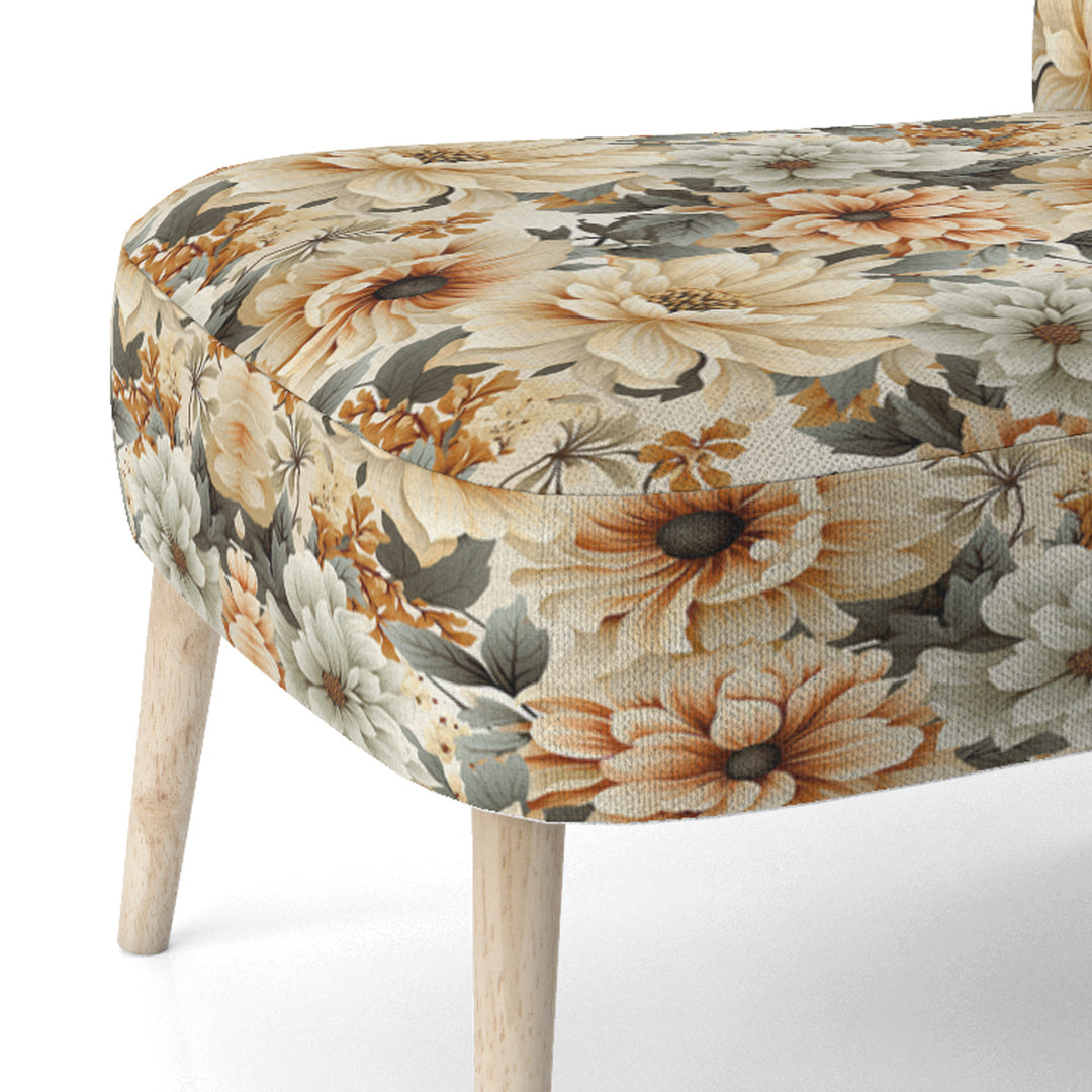 Neutral Tones Essence Buttercup Floral Pattern - Cottage Accent Side Chair