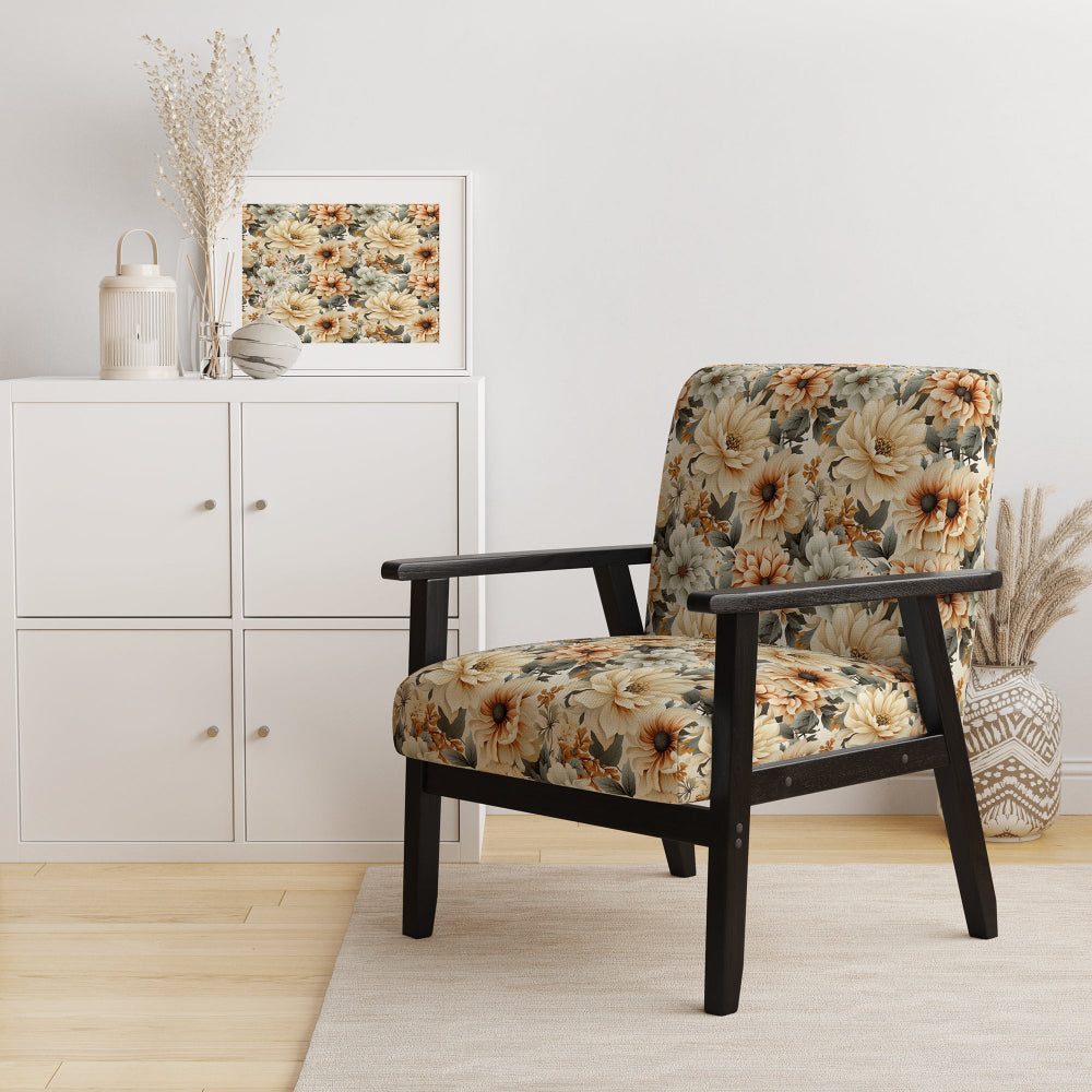 Neutral Tones Essence Buttercup Floral Pattern - Cottage Accent Side Chair