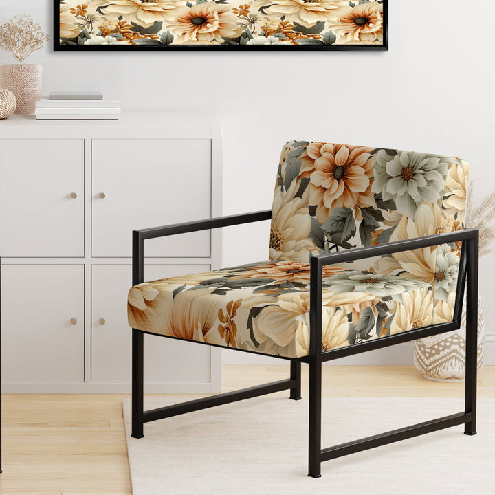 Neutral Tones Essence Buttercup Floral Pattern - Cottage Accent Side Chair
