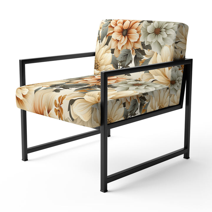Neutral Tones Essence Buttercup Floral Pattern - Cottage Accent Side Chair