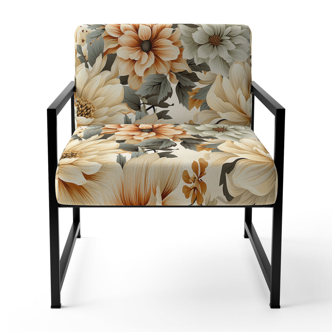 Neutral Tones Essence Buttercup Floral Pattern - Cottage Accent Side Chair