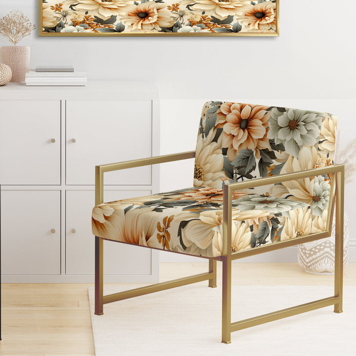 Neutral Tones Essence Buttercup Floral Pattern - Cottage Accent Side Chair