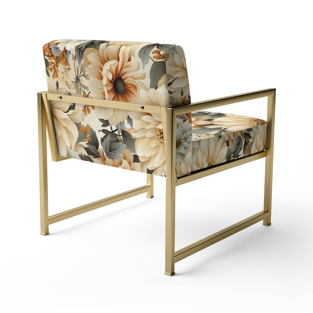Neutral Tones Essence Buttercup Floral Pattern - Cottage Accent Side Chair
