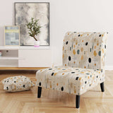 Boho Minimalism Beige Ferns Pattern- Upholstered Accent Chair