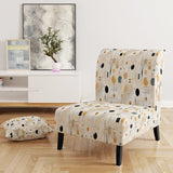Boho Minimalism Beige Ferns Pattern- Upholstered Accent Chair