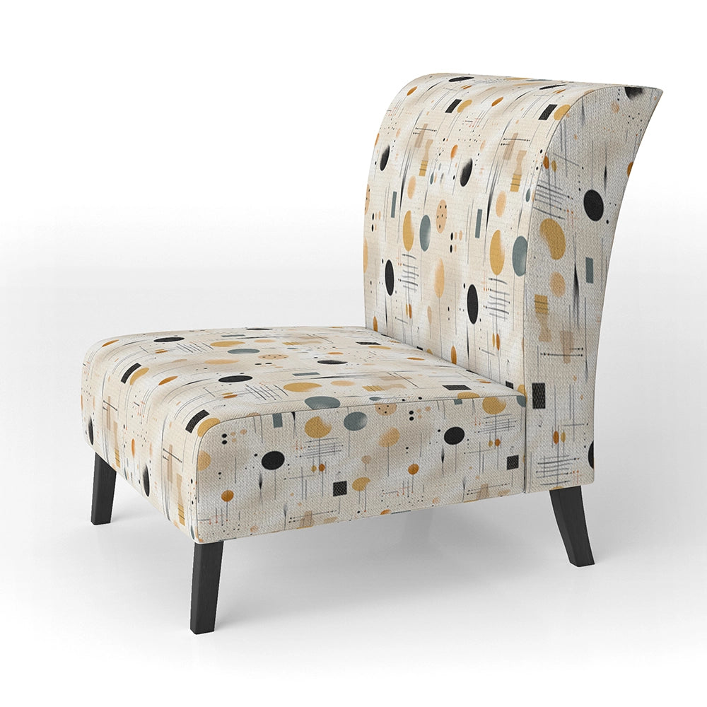 Boho Minimalism Beige Ferns Pattern- Upholstered Accent Chair