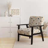 Boho Minimalism Beige Ferns Pattern- Upholstered Accent Chair