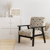 Boho Minimalism Beige Ferns Pattern- Upholstered Accent Chair