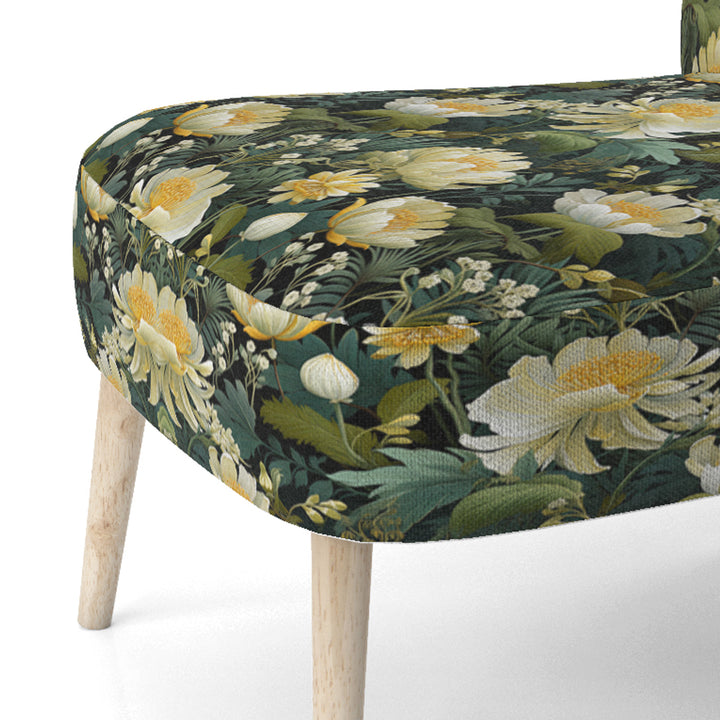 Botanical Green And Yellow Poppies Garden - Cottage Arm Chair