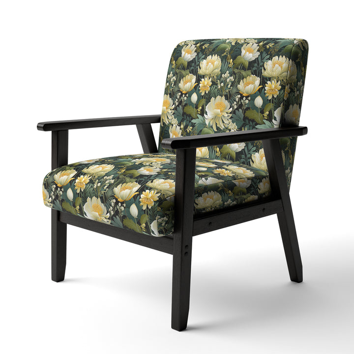 Botanical Green And Yellow Poppies Garden - Cottage Arm Chair