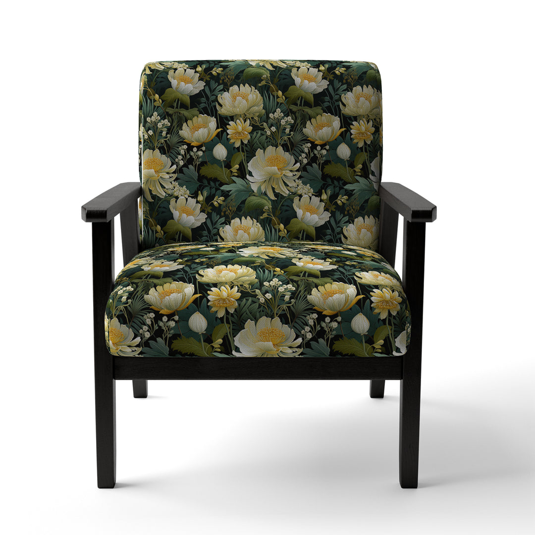 Botanical Green And Yellow Poppies Garden - Cottage Arm Chair