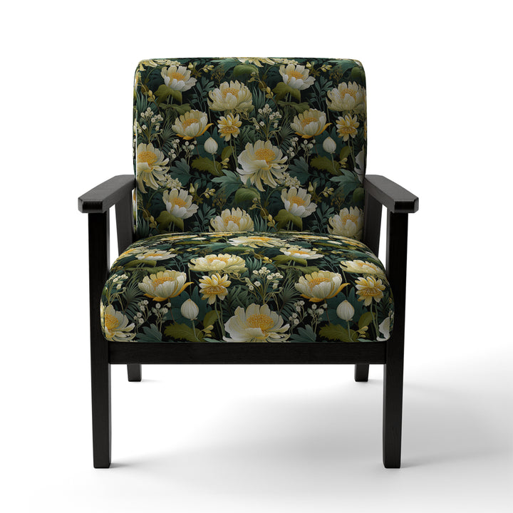 Botanical Green And Yellow Poppies Garden - Cottage Arm Chair