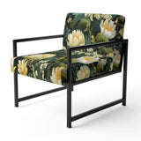 Botanical Green And Yellow Poppies Garden - Cottage Arm Chair