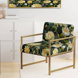 Botanical Green And Yellow Poppies Garden - Cottage Arm Chair