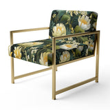 Botanical Green And Yellow Poppies Garden - Cottage Arm Chair