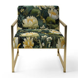 Botanical Green And Yellow Poppies Garden - Cottage Arm Chair