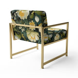 Botanical Green And Yellow Poppies Garden - Cottage Arm Chair