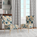 Beige And Blue Escape Flowers - Cottage Arm Chair