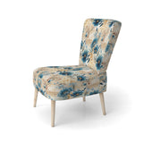 Beige And Blue Escape Flowers - Cottage Arm Chair