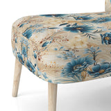 Beige And Blue Escape Flowers - Cottage Arm Chair