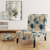 Beige And Blue Escape Flowers - Cottage Arm Chair