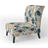 Beige And Blue Escape Flowers - Cottage Arm Chair