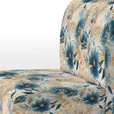 Beige And Blue Escape Flowers - Cottage Arm Chair