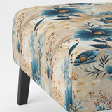 Beige And Blue Escape Flowers - Cottage Arm Chair