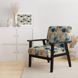 Beige And Blue Escape Flowers - Cottage Arm Chair
