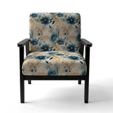 Beige And Blue Escape Flowers - Cottage Arm Chair