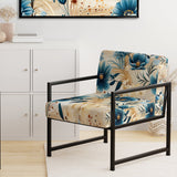 Beige And Blue Escape Flowers - Cottage Arm Chair