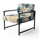 Beige And Blue Escape Flowers - Cottage Arm Chair