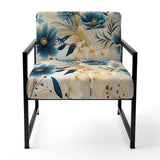 Beige And Blue Escape Flowers - Cottage Arm Chair