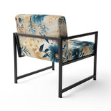 Beige And Blue Escape Flowers - Cottage Arm Chair