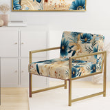 Beige And Blue Escape Flowers - Cottage Arm Chair
