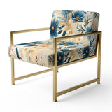 Beige And Blue Escape Flowers - Cottage Arm Chair