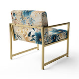 Beige And Blue Escape Flowers - Cottage Arm Chair