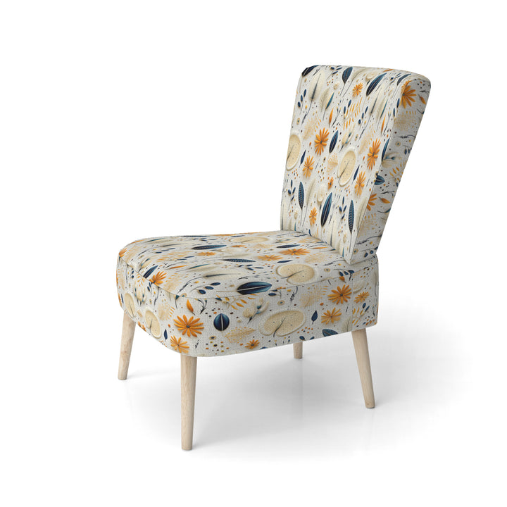 Blue And White Ferns Minimalism Boho Pattern - Cottage Accent Slipper Chair