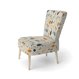 Blue And White Ferns Minimalism Boho Pattern - Cottage Accent Slipper Chair