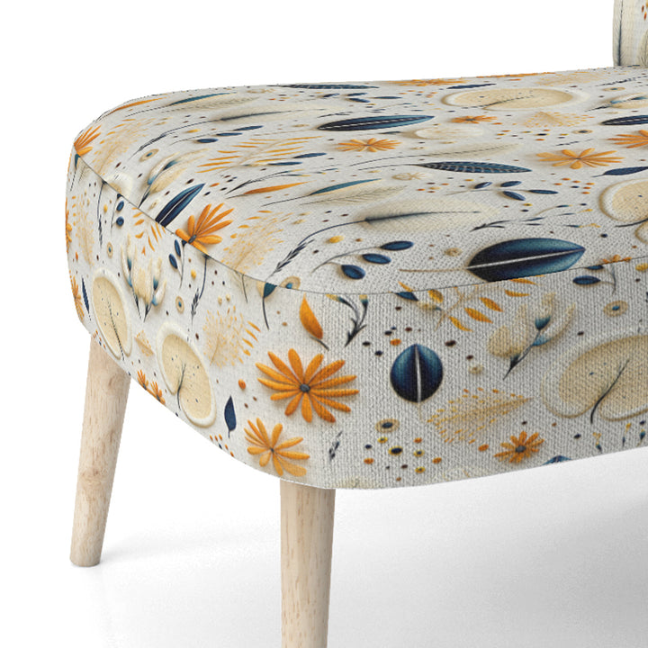 Blue And White Ferns Minimalism Boho Pattern - Cottage Accent Slipper Chair
