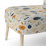 Blue And White Ferns Minimalism Boho Pattern - Cottage Accent Slipper Chair