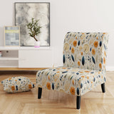 Blue And White Ferns Minimalism Boho Pattern - Cottage Accent Slipper Chair