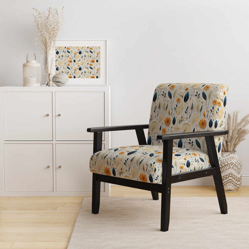 Blue And White Ferns Minimalism Boho Pattern - Cottage Accent Slipper Chair
