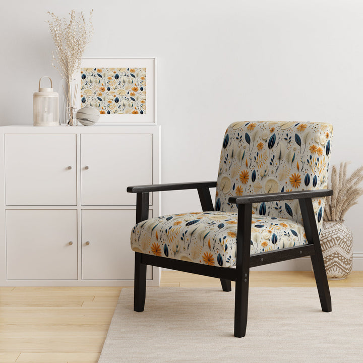 Blue And White Ferns Minimalism Boho Pattern - Cottage Accent Slipper Chair