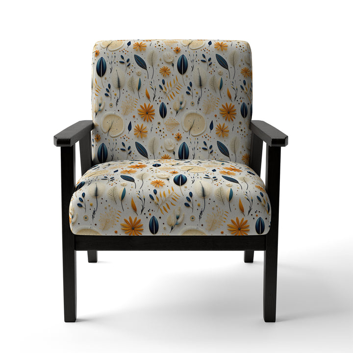 Blue And White Ferns Minimalism Boho Pattern - Cottage Accent Slipper Chair