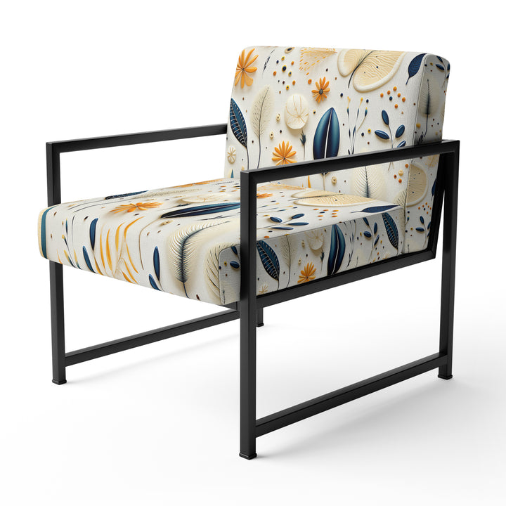 Blue And White Ferns Minimalism Boho Pattern - Cottage Accent Slipper Chair