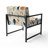 Blue And White Ferns Minimalism Boho Pattern - Cottage Accent Slipper Chair