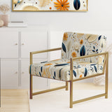 Blue And White Ferns Minimalism Boho Pattern - Cottage Accent Slipper Chair