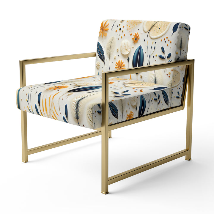 Blue And White Ferns Minimalism Boho Pattern - Cottage Accent Slipper Chair