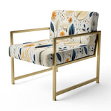 Blue And White Ferns Minimalism Boho Pattern - Cottage Accent Slipper Chair